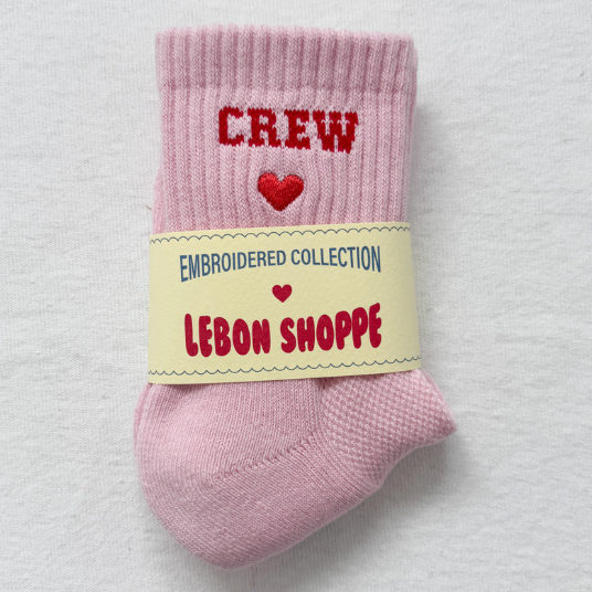 Le Bon Shoppe Embroidered Crew Socks - Strawberry Milk 1