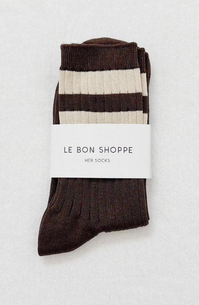 Le Bon Shoppe Her Varsity Socks - Espresso 2