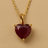Gold Lunar Ruby Gemstone Heart Necklace 18k Gold