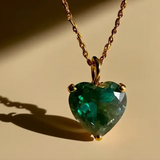 Gold Lunar Emerald Gemstone Heart Necklace - 18k Gold