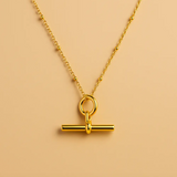 Gold Lunar Solis T Bar Necklace