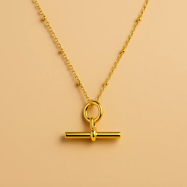 Gold Lunar Solis T Bar Necklace