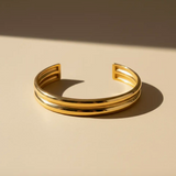 Gold Lunar Double Chunky Cuff Bracelet - Waterproof