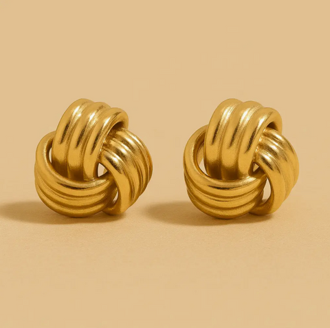 Gold Lunar Large Knot Studs - Waterproof