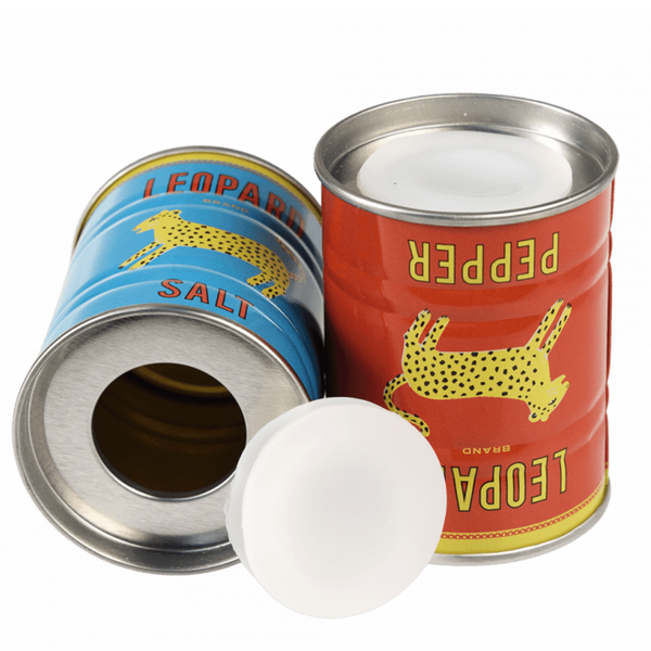 Tin Salt and Pepper Shakers - Leopard