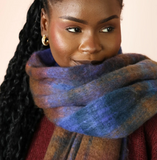 Blue and Brown Tartan Winter Scarf