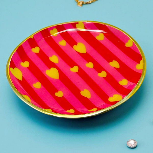 Noi Yellow Hearts Trinket Dish Large