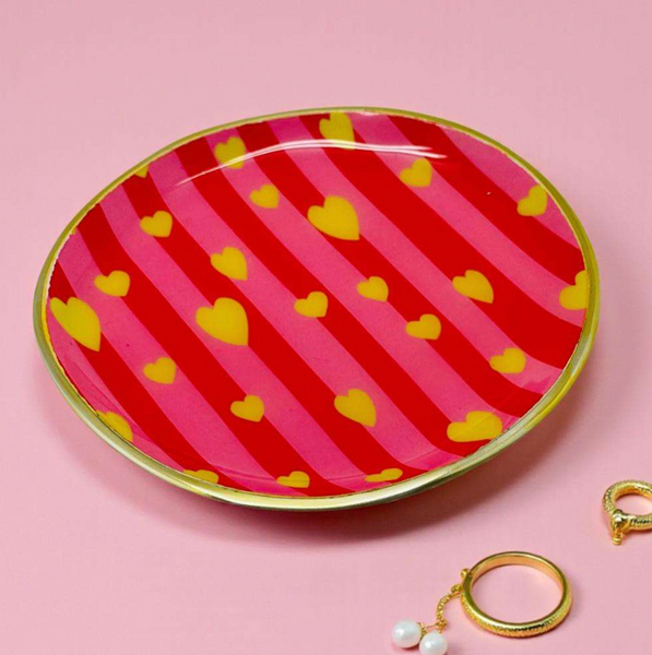 Noi Yellow Hearts Trinket Dish Large