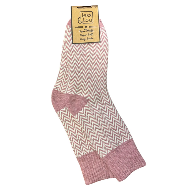 jess & lou pink herringbone socks 