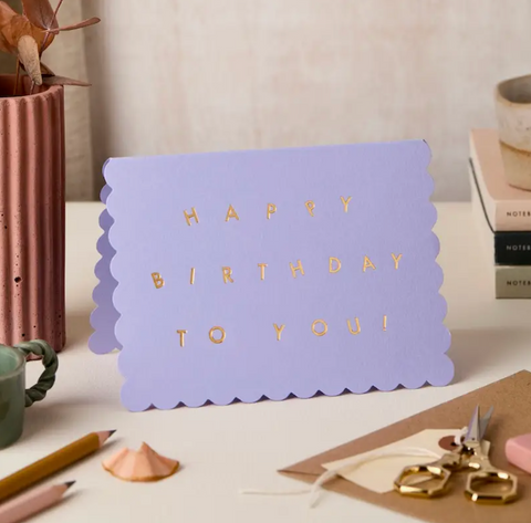 Katie Leamon Scallop Happy Birthday To You Lavender Card