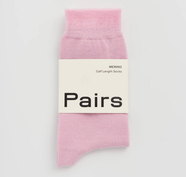 Pairs - Sugar Pink Merino Calf Length Socks - Small