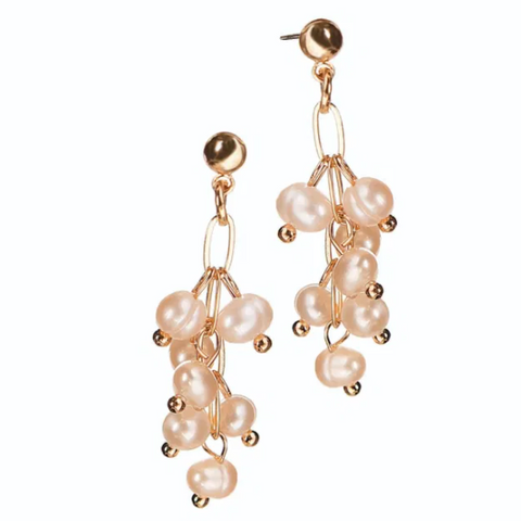 Hot Tomato Freshwater Pearl Cluster Earrings