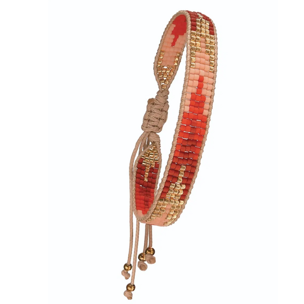 Hot Tomato My Tribe Miyuki Friendship Bracelet - Lipstick/Rose/Gold