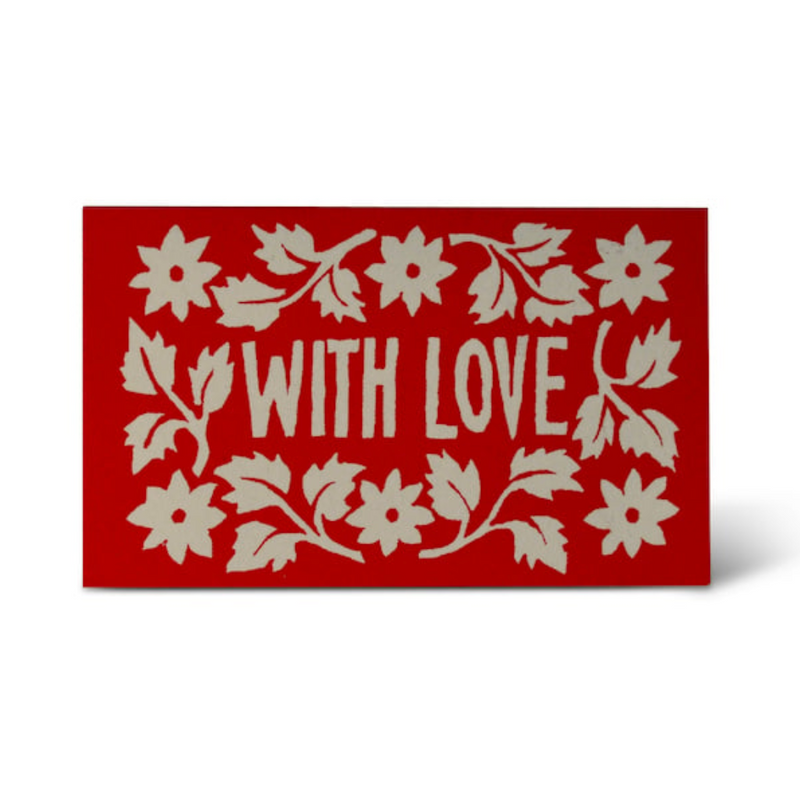 Cambridge Imprint Leaves and Stars Tiny With Love Cards - Red - Pack of 6