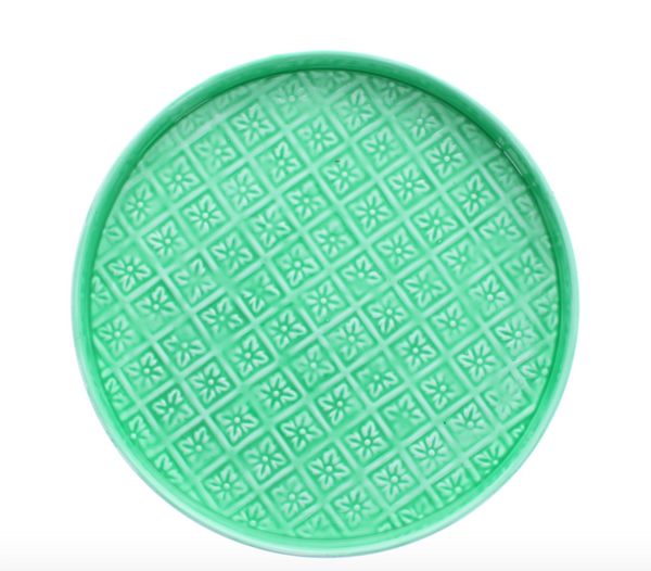 Round enamel trinket tray - Green