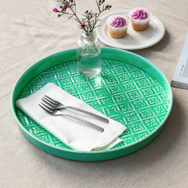 Round enamel trinket tray - Green