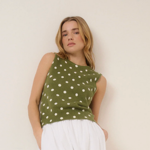 Nobody's Child Green Polka Dot Crew Neck Vest