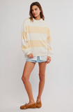 Free People Classic Striped Oversized Crewneck - Apricot Combo