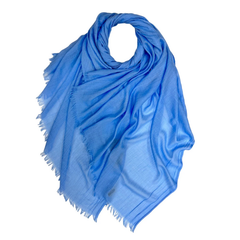 Sky Blue Classic Cotton Blend Plain Scarf