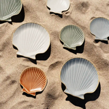 Madam Stoltz Stoneware Seashell Tray - Light Blue