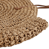Large Circle Straw Bag - Camel