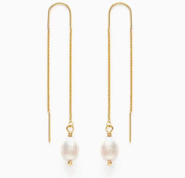 Amano Studio Pearl Threader Earrings | Freshwater Pearl & Gold