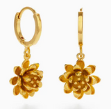 Amano Studio Lotus Flower Huggie Hoop Earrings | 14k Gold Plated