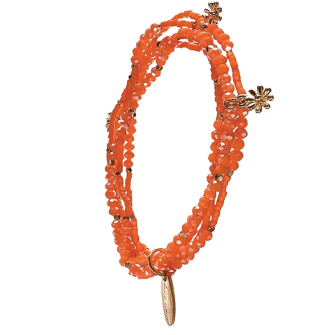 Hot Tomato Multi Strand Sizzler Bracelet - Tangerine Dream