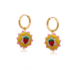 Big Metal Strawberry Vivid Charm Earrings
