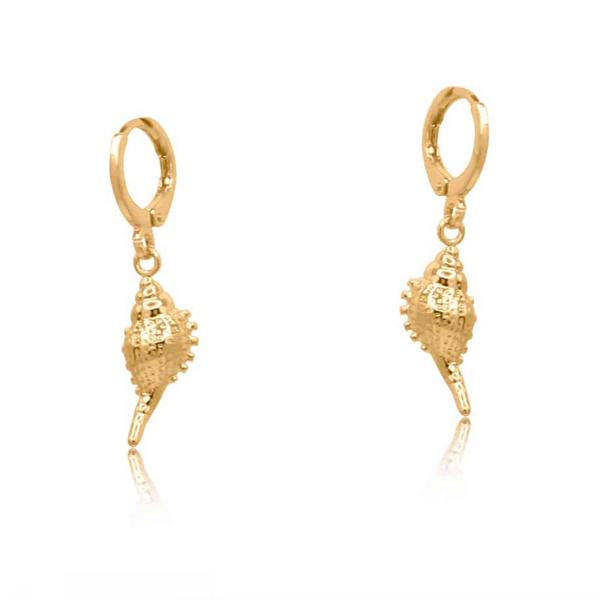 Big Metal London Elena Sea Token Petite Huggie Earrings - Gold