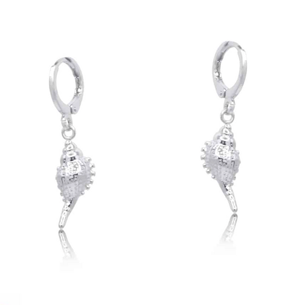 Big Metal London Elena Sea Token Petite Huggie Earrings -Silver
