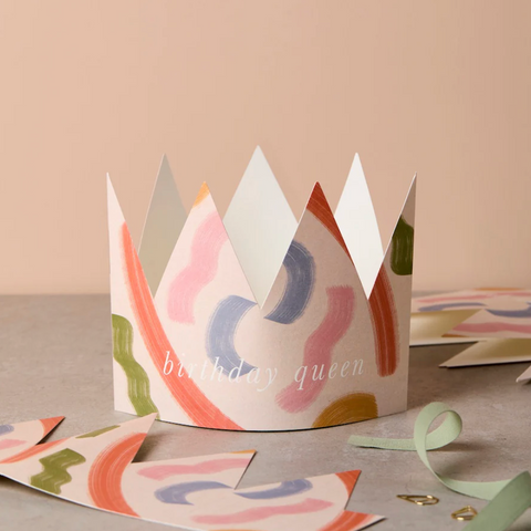 Katie Leamon Brushstroke Paper Crown Birthday Card