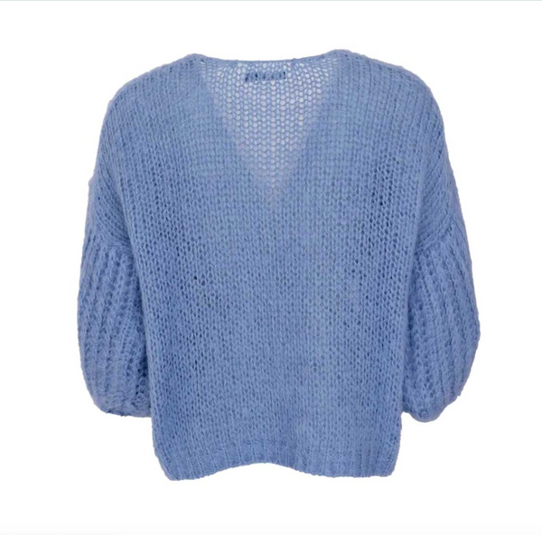 Black Colour Casey Cardigan - Sky Blue