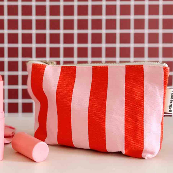 Rose in April Sofia Pouch Stripes Tomato/Candypink
