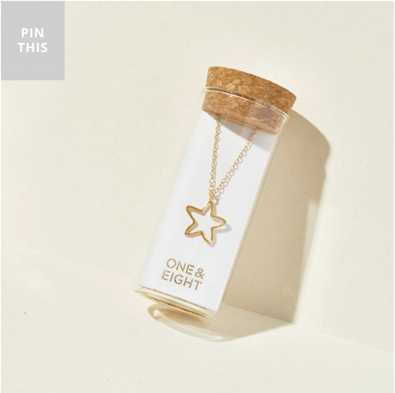 One & Eight Gold Star Necklace
