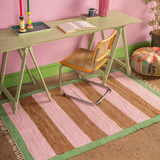 Daisy Snow Pink and Ochre Striped Medium Rug