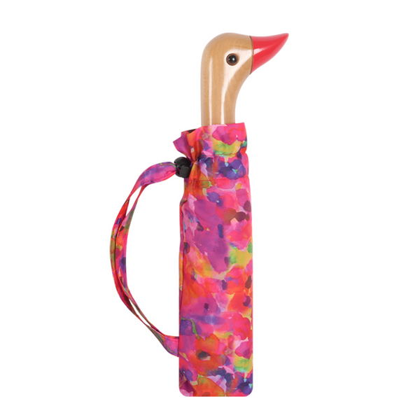 Floral Duck Head Umbrella - Red