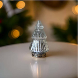 Silver Light Up Glass Christmas Tree - 14cm