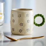 Bloomingville Dorthea Cup - Cream with Green Flowers