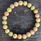 Unakite 8mm Round Bead Bracelet