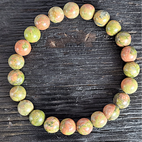 Unakite 8mm Round Bead Bracelet