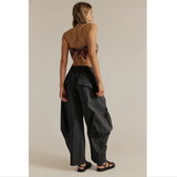 Free People Onset Pull-On Cargo Pants - Black Sand