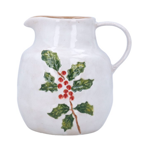 Gisela Graham Large Stoneware Jug - Holly and Berries