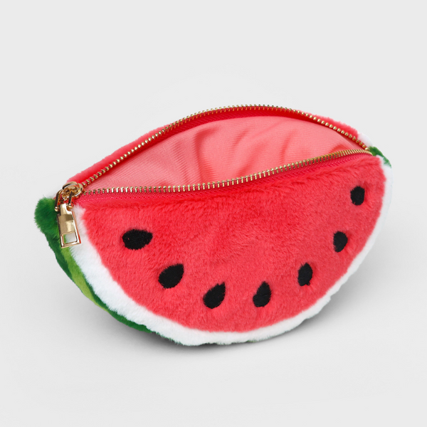 SUCKUK Plush Watermelon Zip Pouch