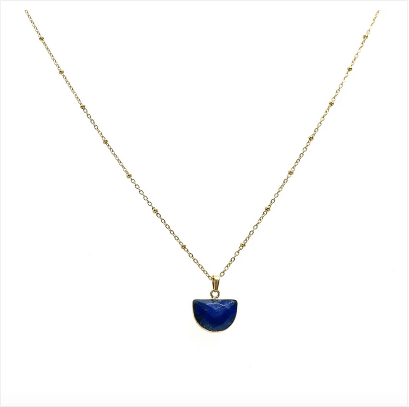 Annabella Moore Handcrafted Gemstone Necklace 18K Gold Plated and Blue Lapis