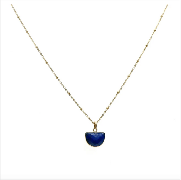 Annabella Moore Handcrafted Gemstone Necklace 18K Gold Plated and Blue Lapis