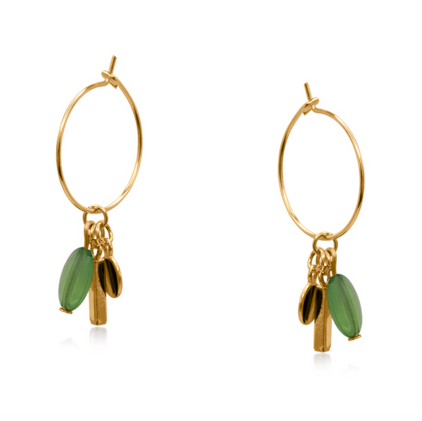 Big Metal London Bellas Charm Hoop Earrings - Green