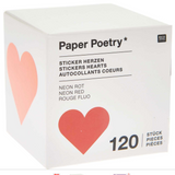 Paper Poetry Heart Stickers - Neon Red