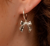My Doris Silver Hoop Bow Earrings