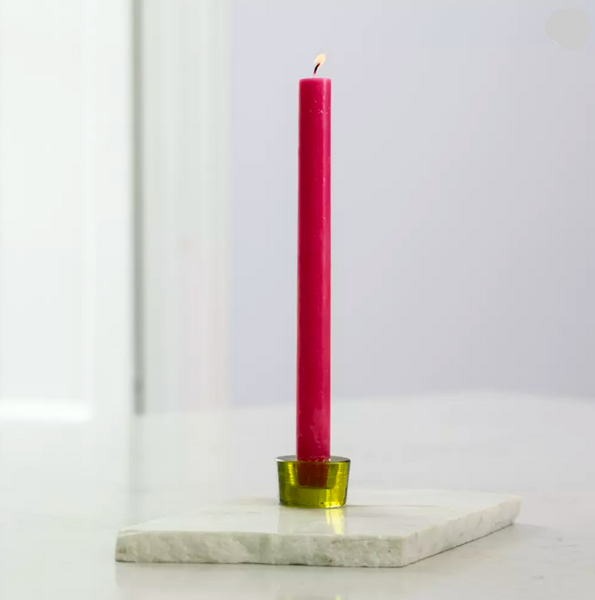 Glass Candleholder - Lime Green